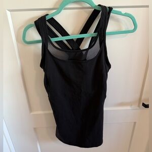 Lululemon Black Strappy Racerback Tank Top Size 8 Mesh Athletic Yoga Top